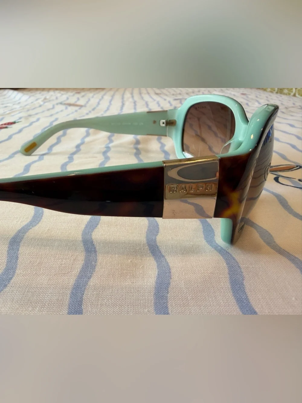 Ralph Lauren Large Tortoise Shell and Mint Frame Sunglasses 🐆🩵🕶️